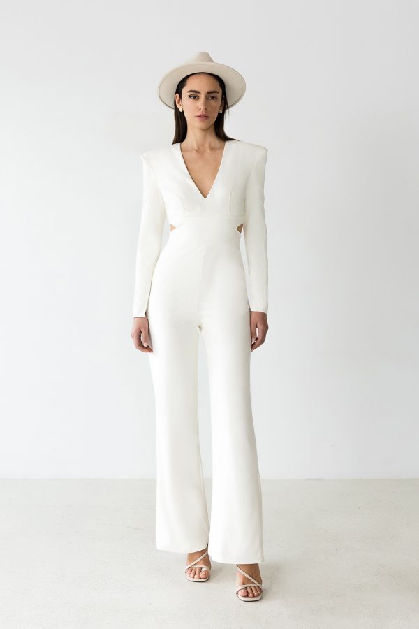 white silk jumpsuit wedding